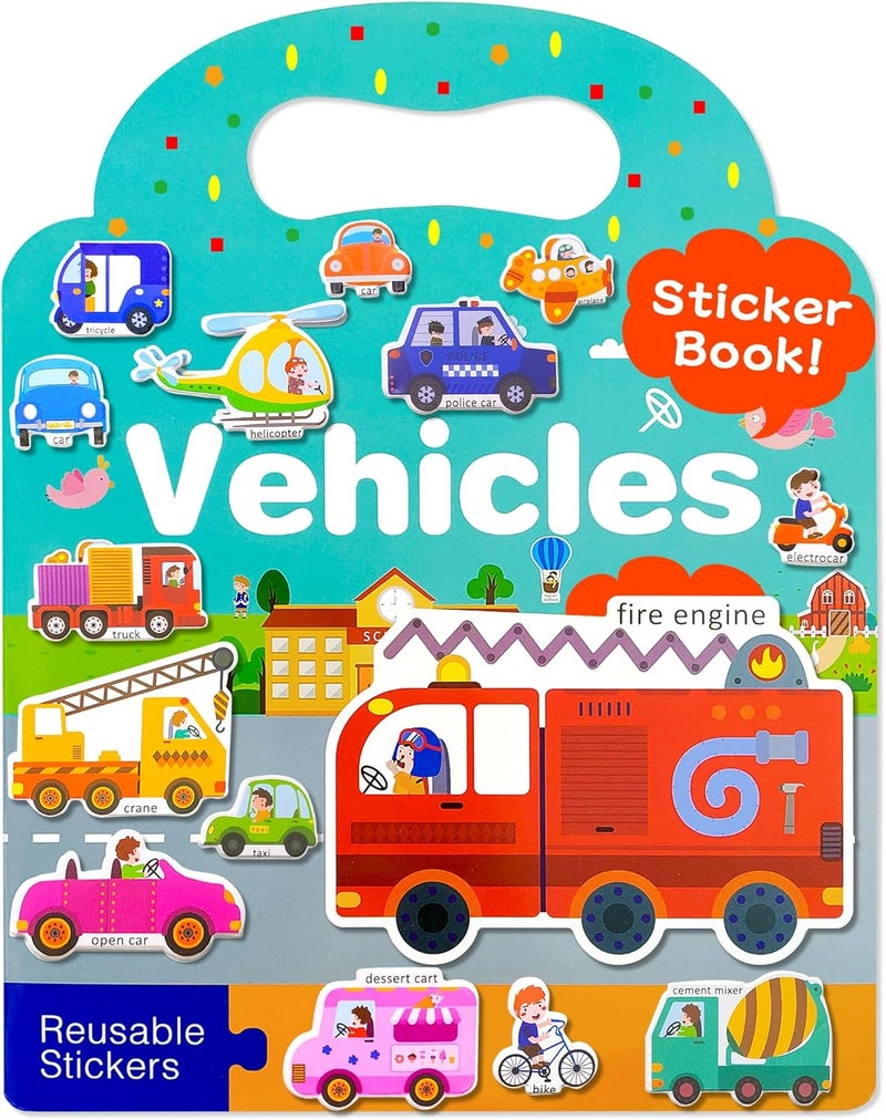 Benresive Reusable Sticker Books for Kids, Sticker Books for Toddlers, Toddler Travel Toys Activities Crafts Ages 3 and Up Birthday Gifts - Vehicle - Image 1